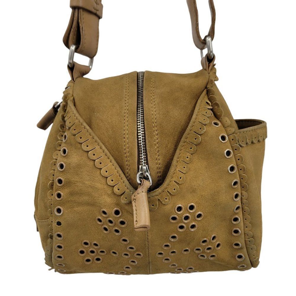Vtg 90's Hogan Handbag Baguette Unique‎ Rare Hippy Western Native Studded Tan